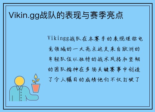 Vikin.gg战队的表现与赛季亮点